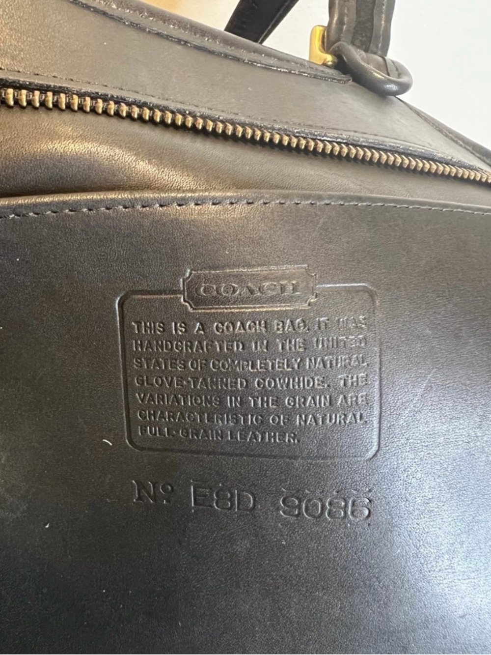 Black Vintage Leather Coach Shoulder Tote with Gold-Tone Buckles - Picture 3 of 10